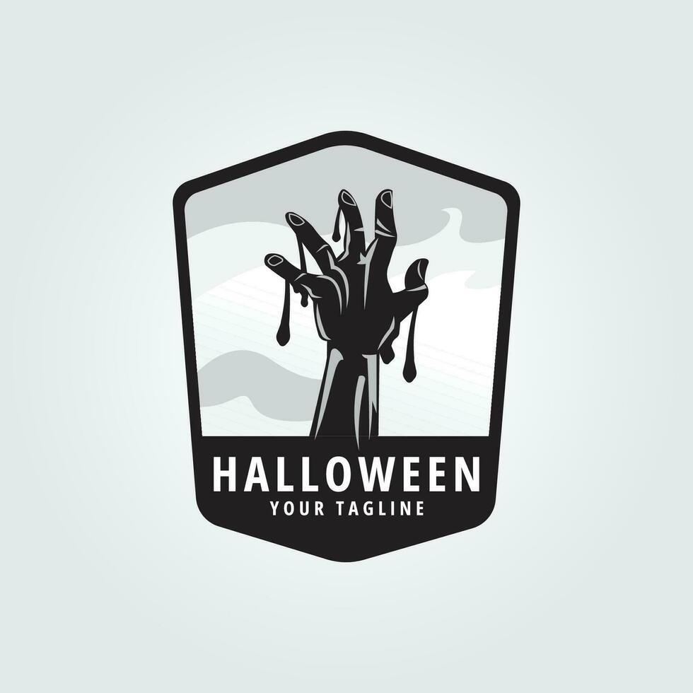halloween logo icon design inspiration with hand and blood vector illustration
