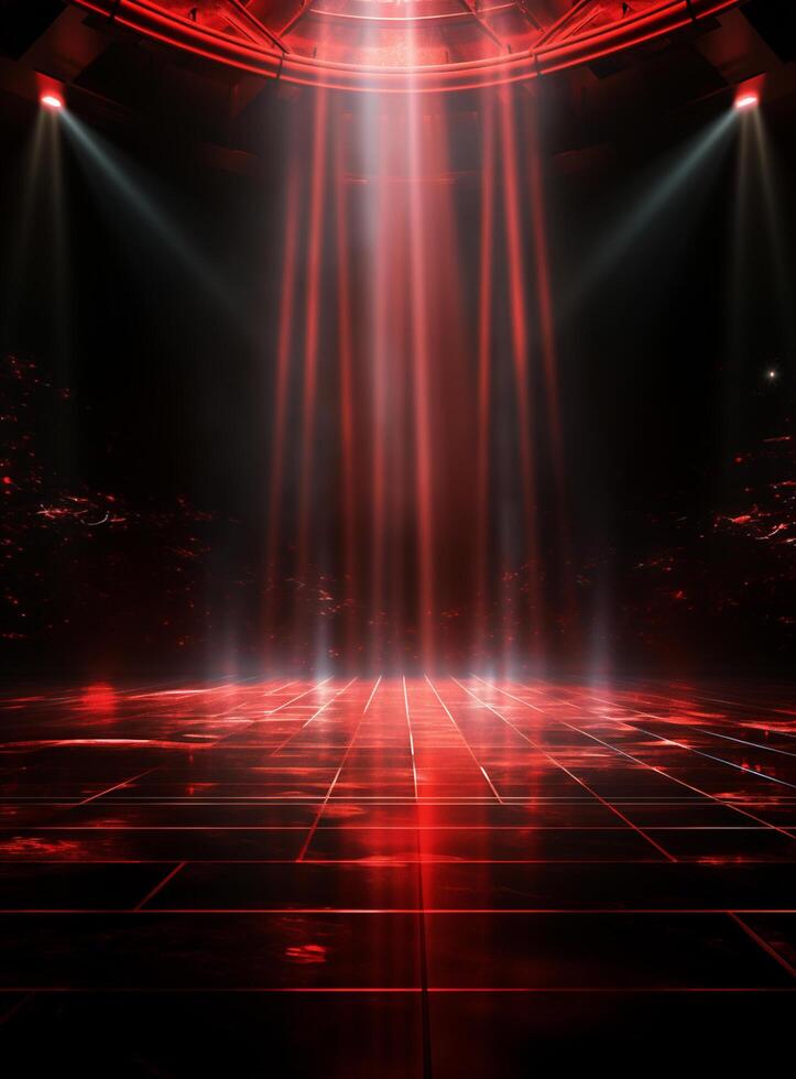 Ai generative Backdrop With Illumination Of Red Spotlights For Flyers realistic image ultra hd high design photo