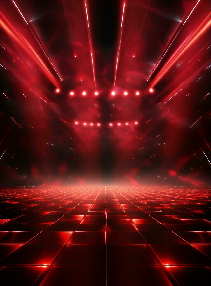 Ai generative Backdrop With Illumination Of Red Spotlights For Flyers realistic image ultra hd high design photo