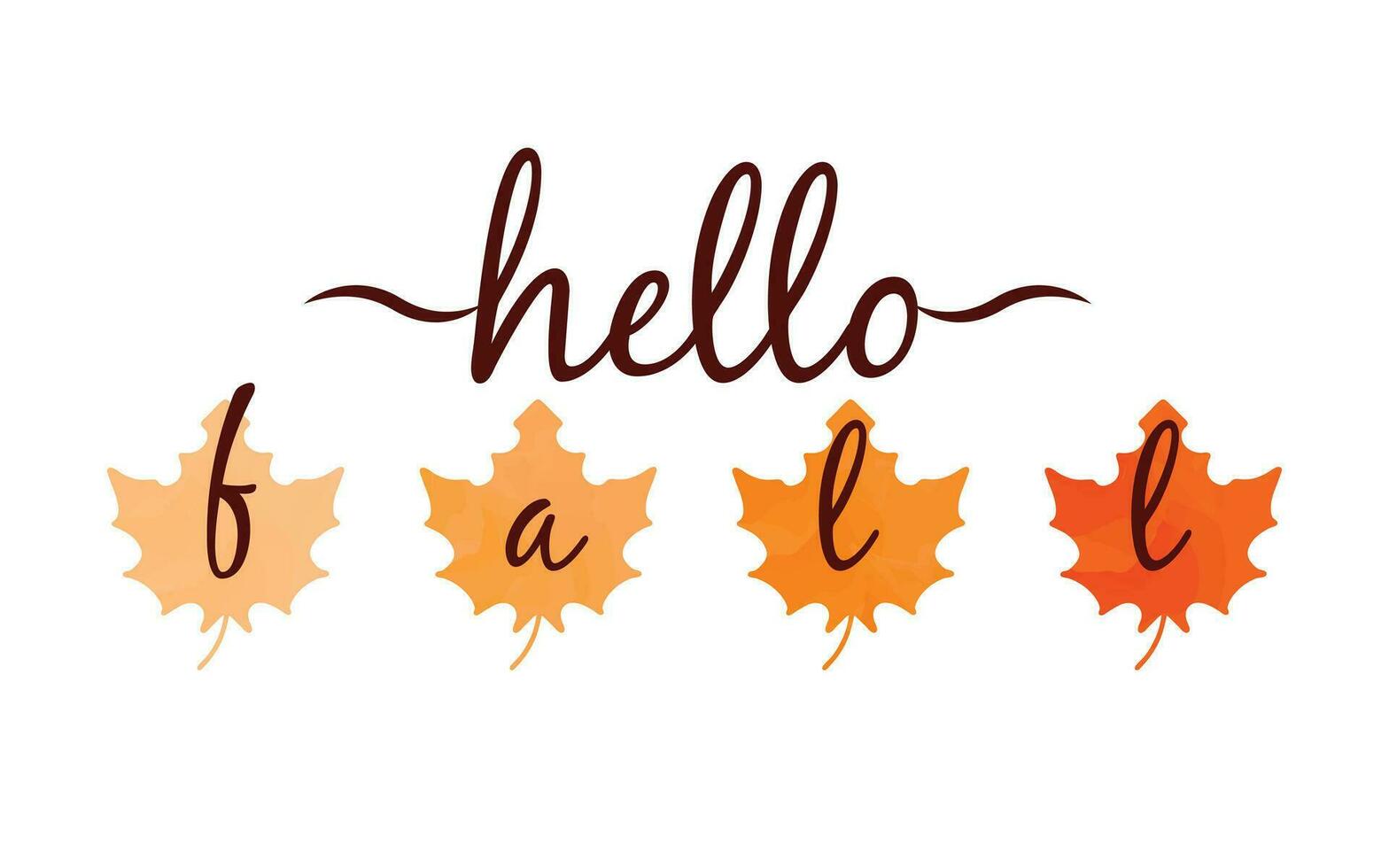 Hello fall. Illustration with fallen maple leaves on a white background. For banner, background, greeting card. Vector illustration