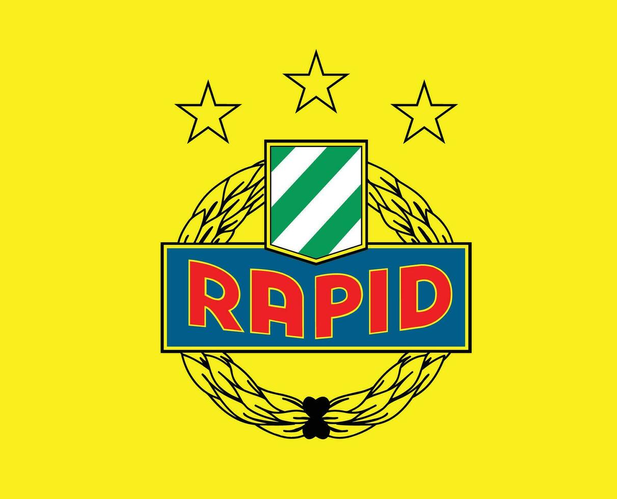 SK Rapid Wien Club Symbol Logo Austria League Football Abstract Design Vector Illustration With Yellow Background