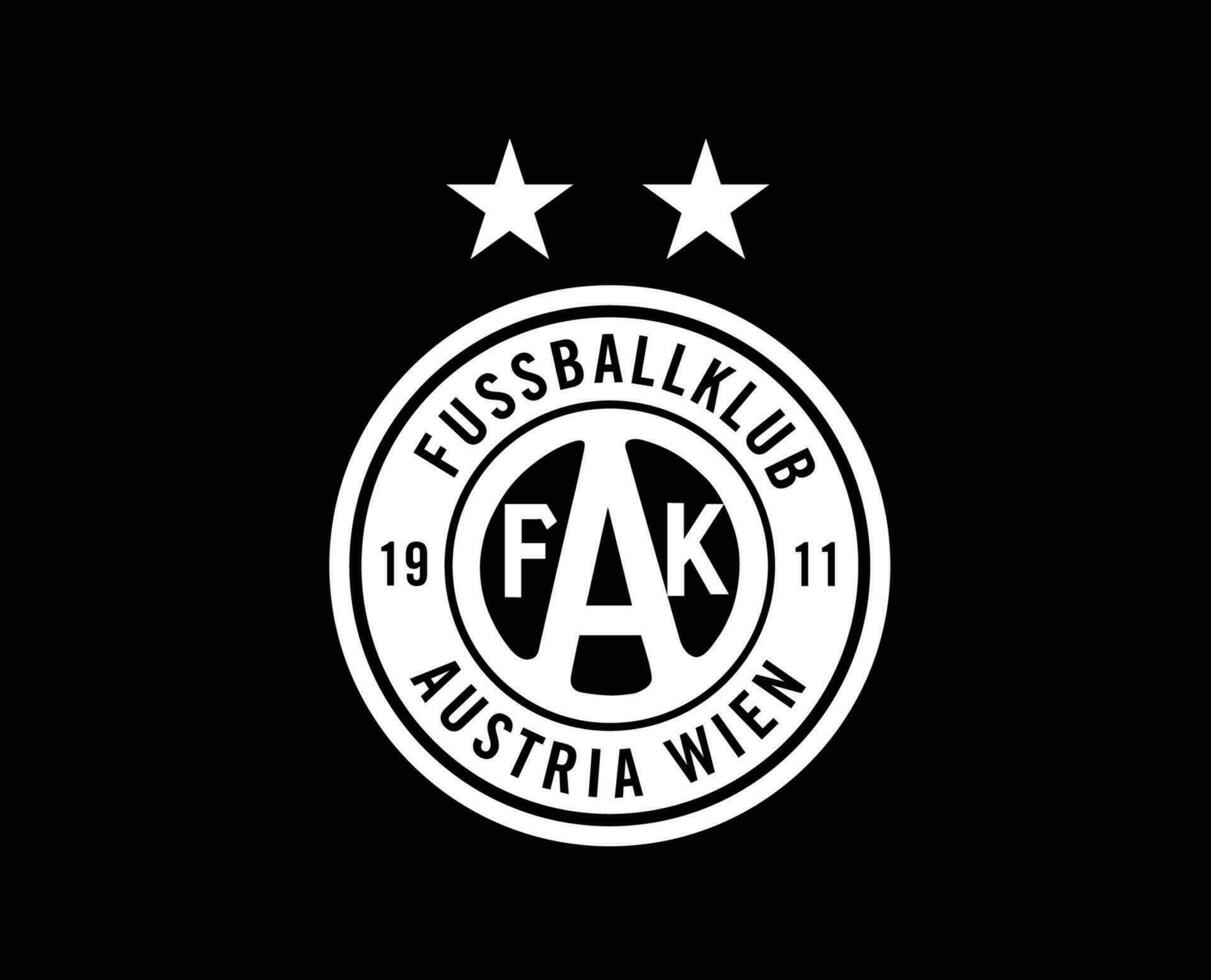 FK Austria Wien Club Symbol Logo White Austria League Football Abstract Design Vector Illustration With Black Background