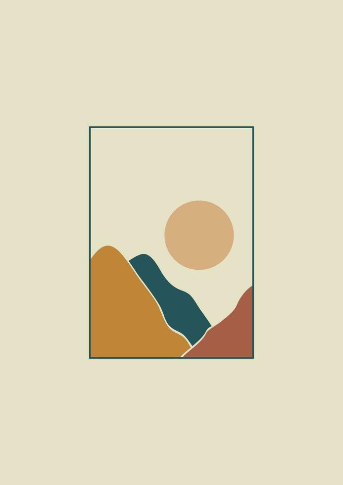 Aesthetic minimalist mountains vector illustration