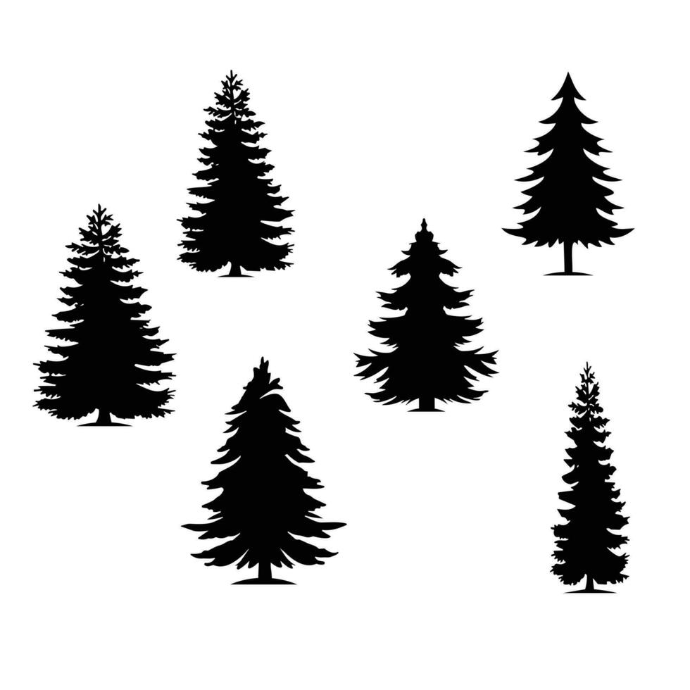 Palm trees are set isolated on a white background. Palm silhouettes. Design of palm trees for posters, banners, and promotional items. Vector illustration
