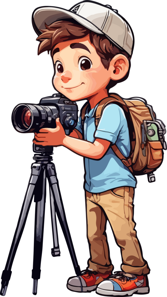 Camera Man Cartoon Clip Art AI Generative png