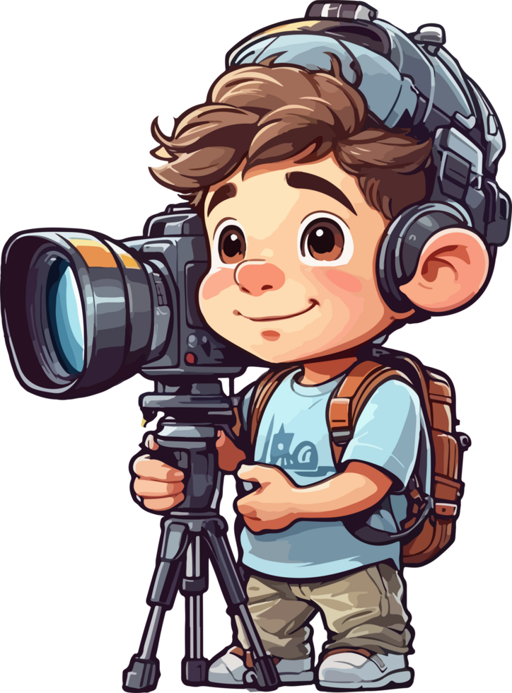 Chibi Camera Man Cartoon AI Generative png