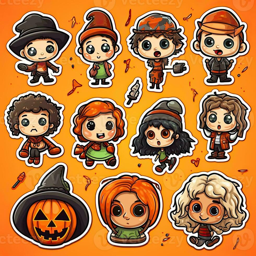 Halloween Children's Sticker Set with Different Halloween Designs photo