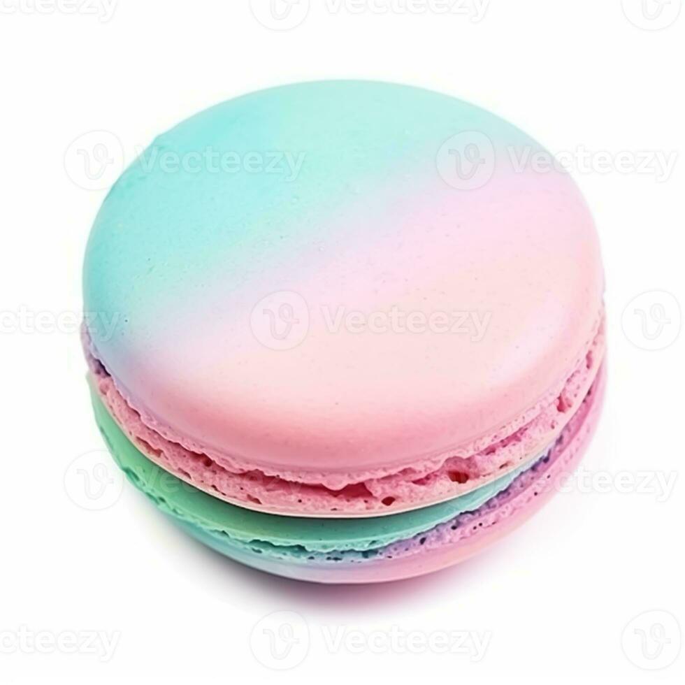 macaron macarrón aislado en blanco fondo, crema pastel elegante café postre, dulce comida y fiesta pastel para lujo confitería, generativo ai foto