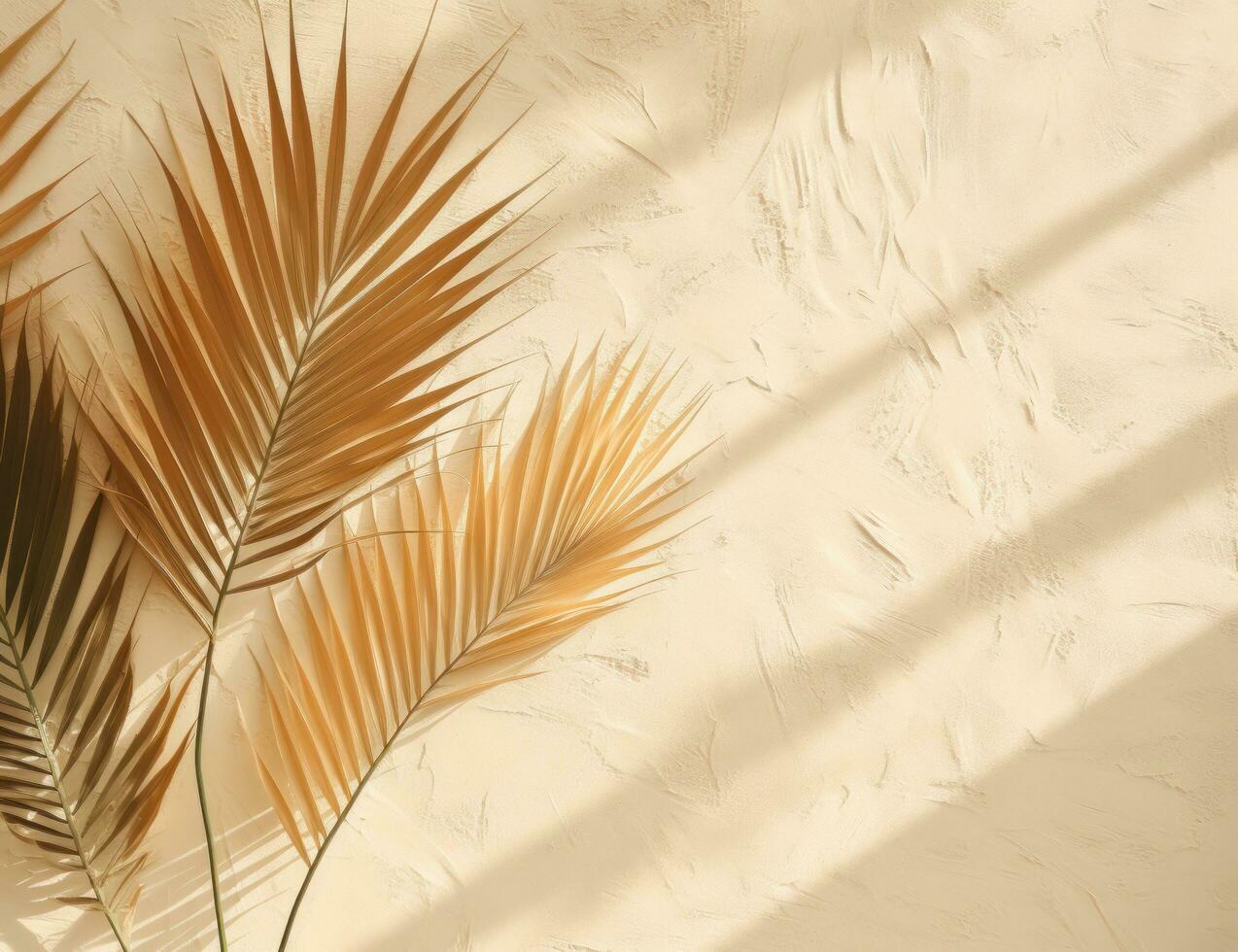 Beige background with palm leaves photo