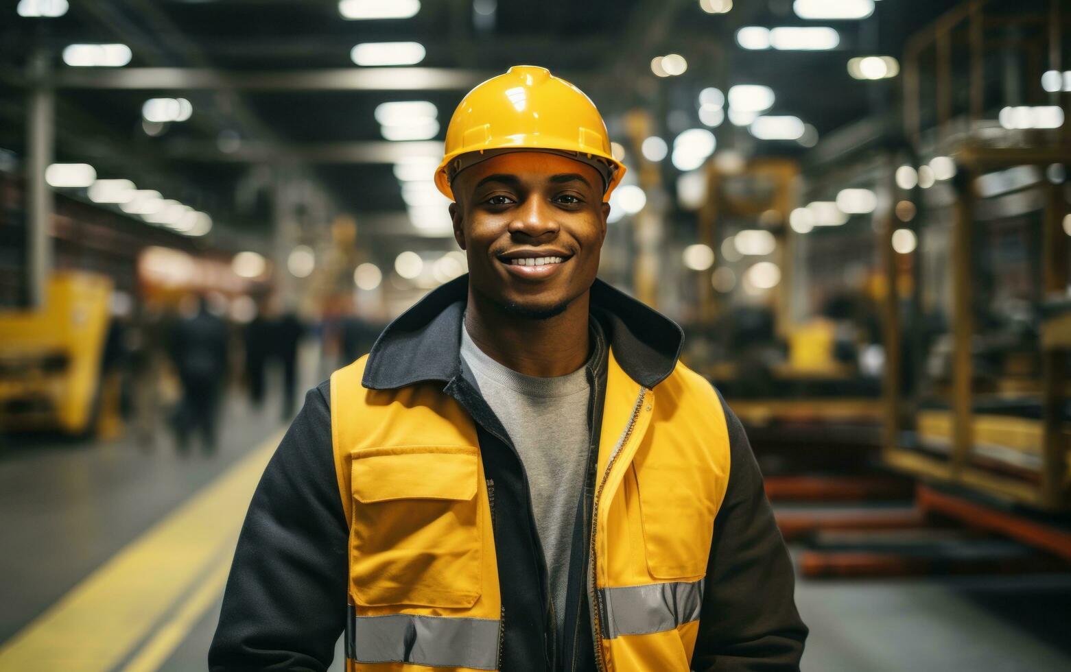 Worker in warehouse happy employee photo