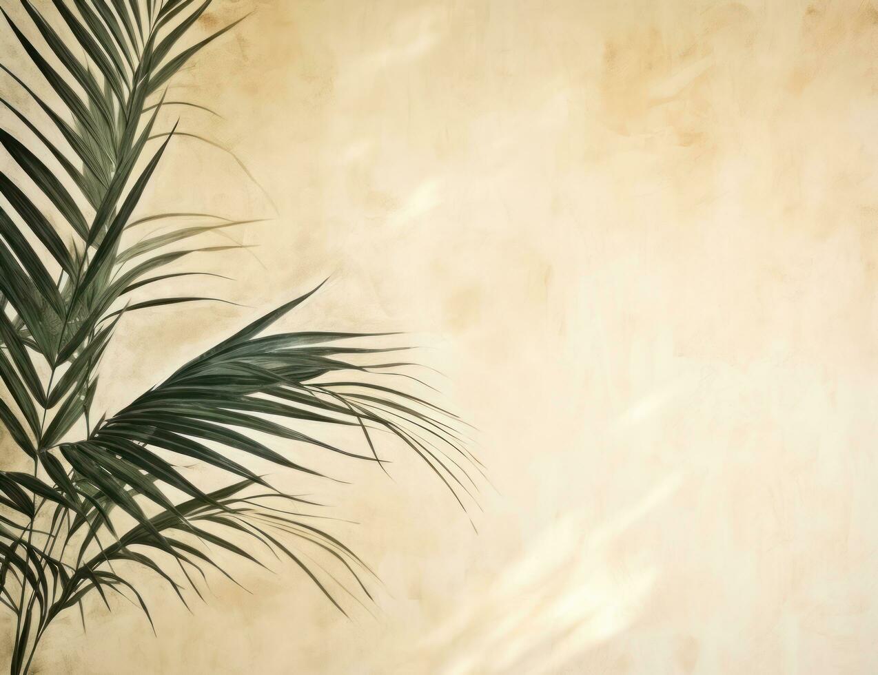 Beige background with palm leaves photo