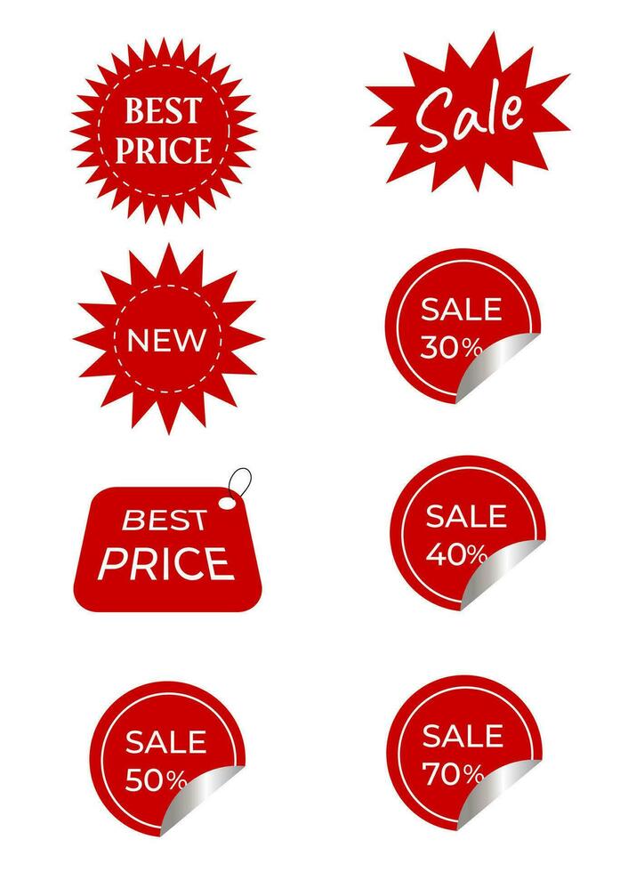 Collection of discount labels for sale, black friday vector