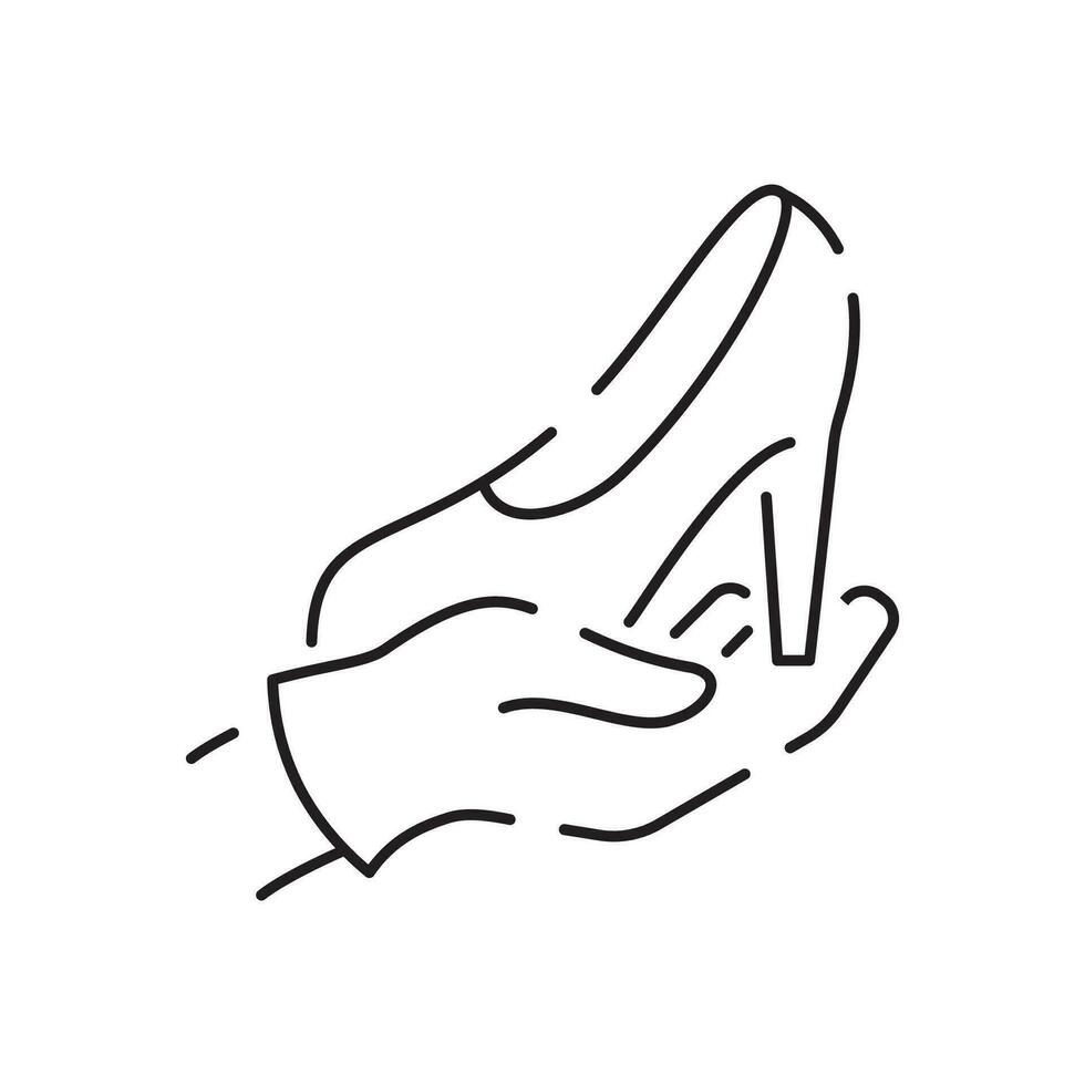 Shoemaker line icon. Shoes on heels measurement of length, dimensions and size chart for client in shops or stores. Minimalist vector in flat style.
