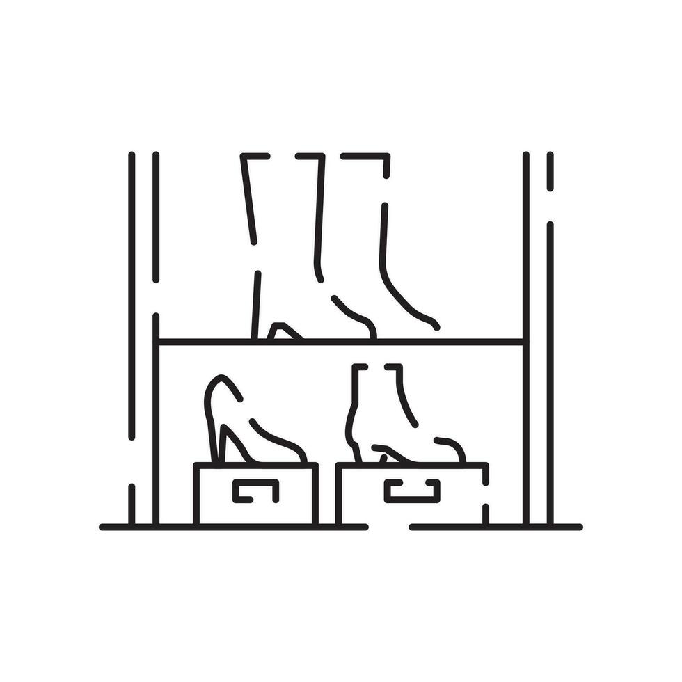 Shoemaker line icon. Shoes seller line icon vector. shoes seller sign. isolated contour symbol black illustration. vector