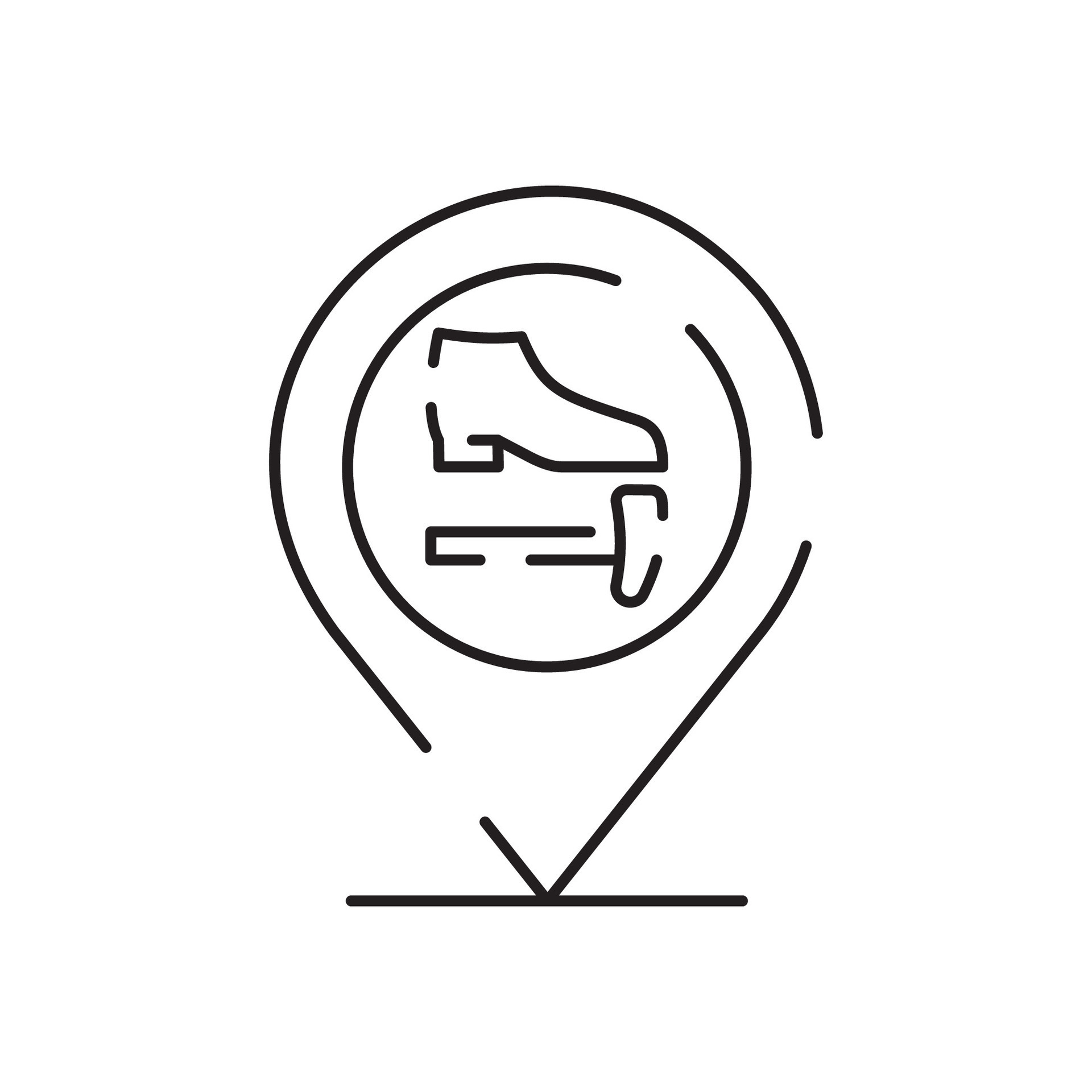 Shoemaker line icon. Shoes on heels measurement of length