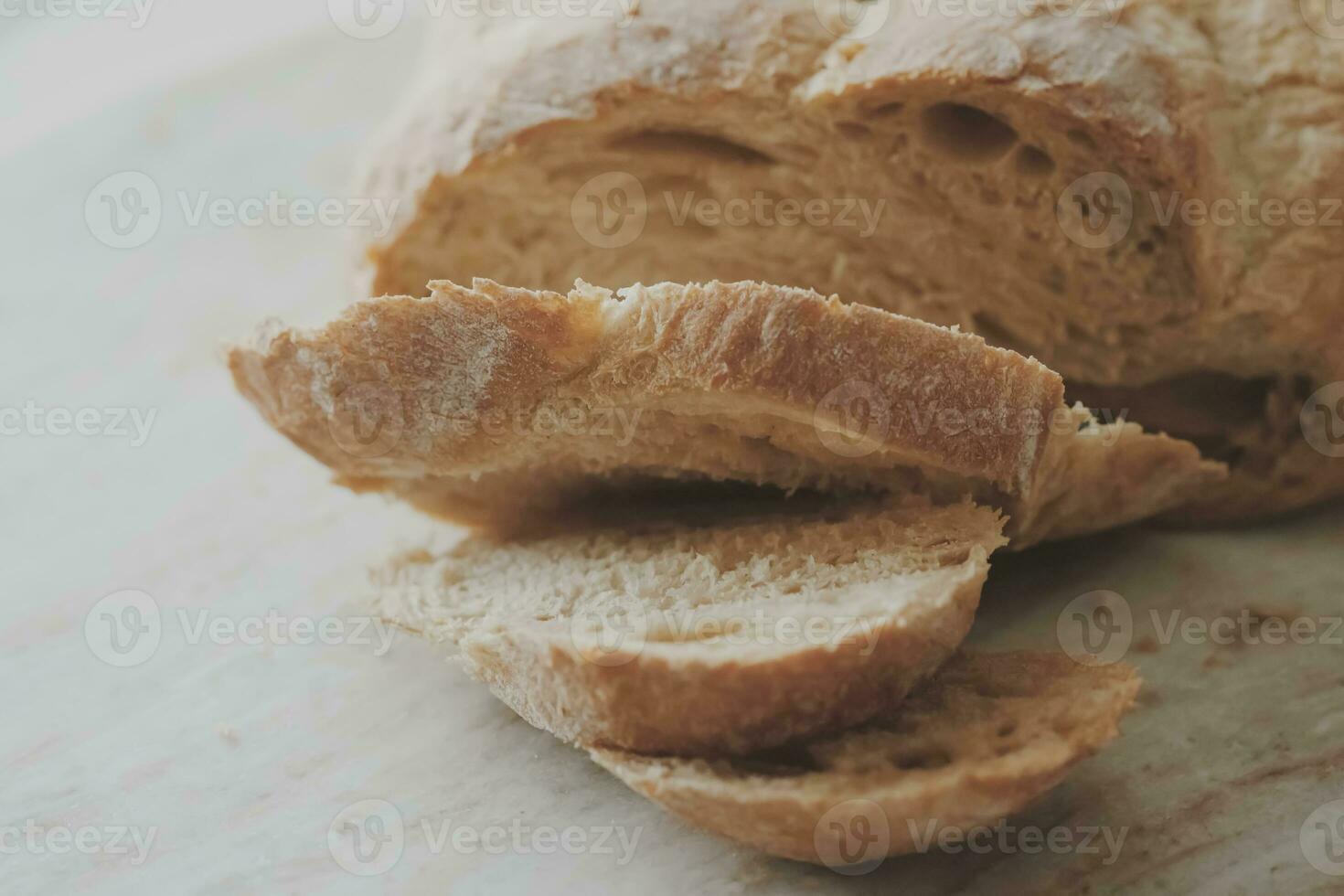 Fresh homemade whole wheat bread sliced photo