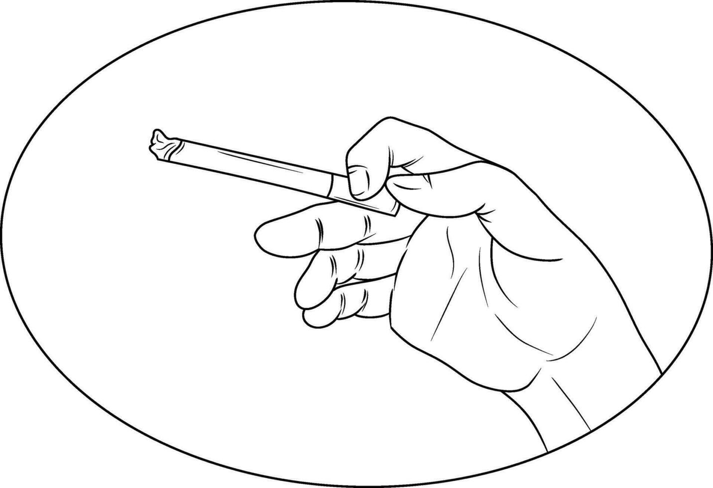 Human Hand with a Cigarette Isolated Non Colored Drawing vector