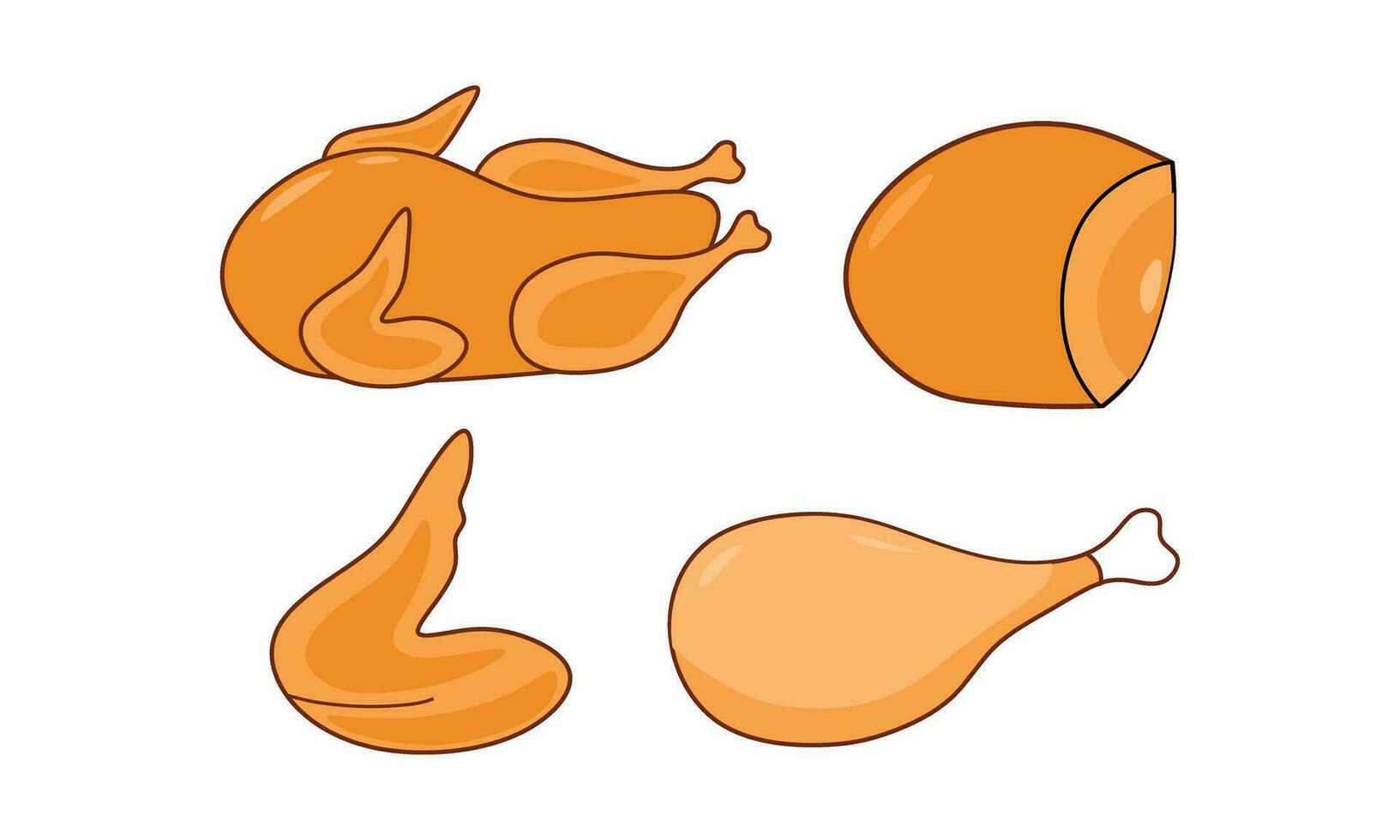 Part of grilled chicken for cooking vector