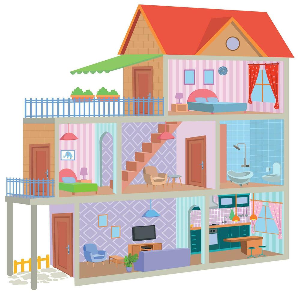 One cute cartoon house vector