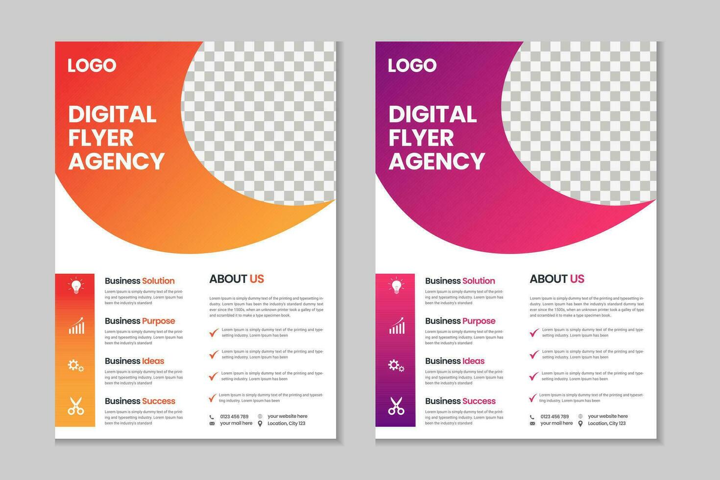 Double pages a4 business flyer, corporate brochure template design with mockup vector