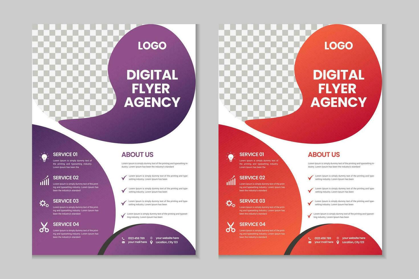 Double pages a4 business flyer, corporate brochure template design with mockup vector