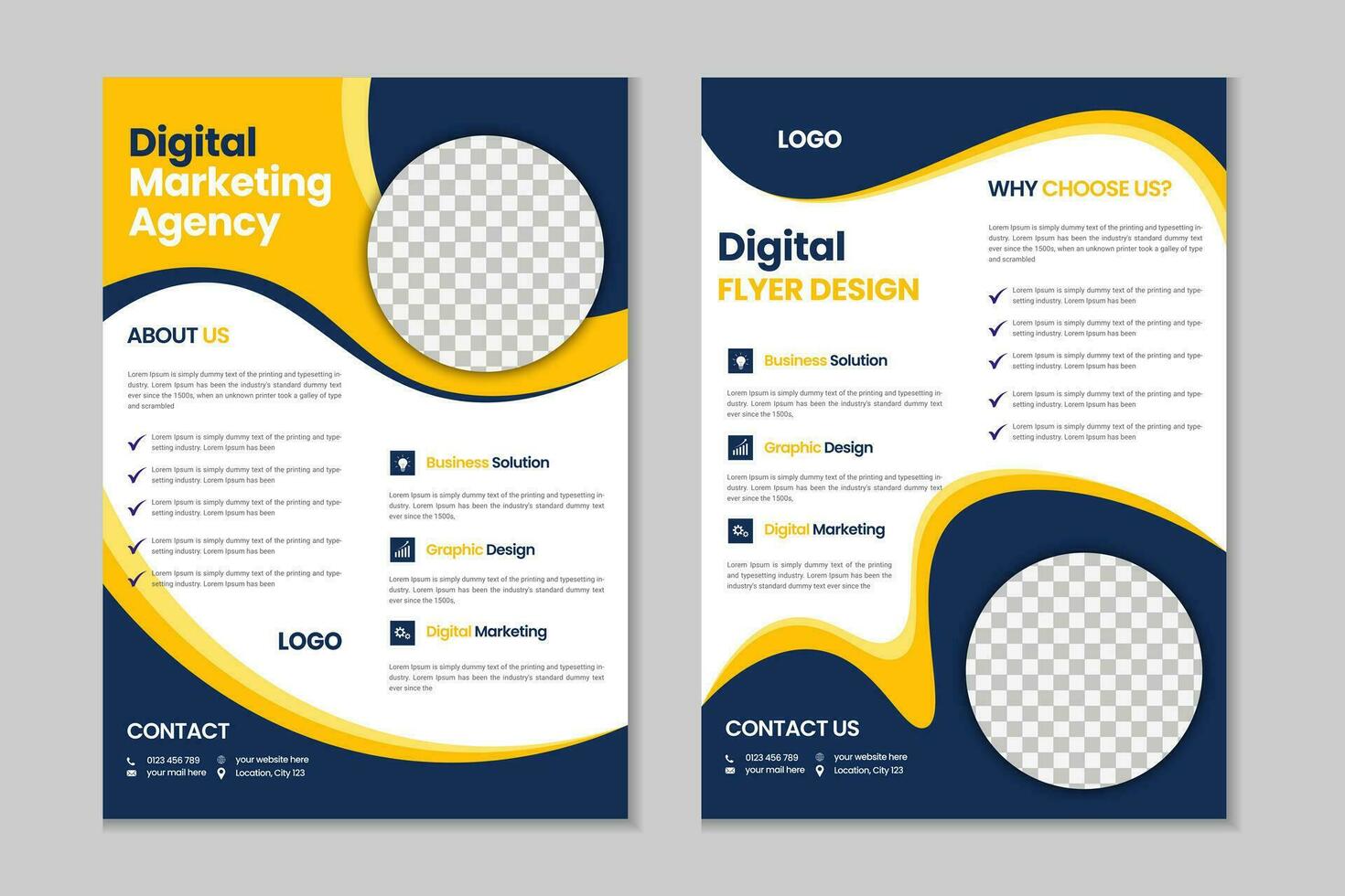 Corporate free flyer template, pamphlet, 2 pages marketing flyer, company profile, advertising poster, annual report, magazine, business brochure design vector