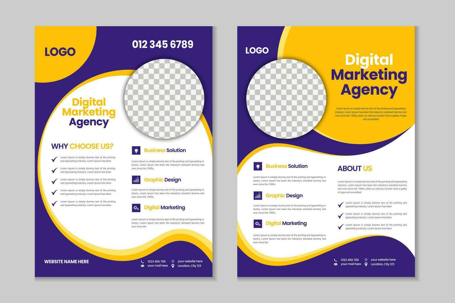 Corporate free flyer template, pamphlet, 2 pages marketing flyer, company profile, advertising poster, annual report, magazine, business brochure design vector