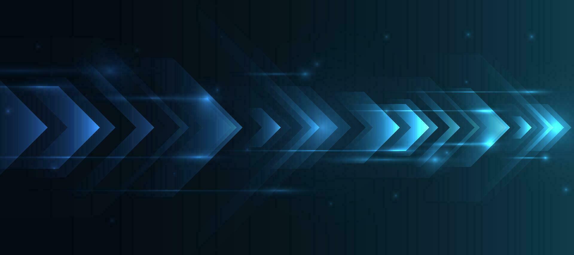 blue glowing arrow light background. Future digital growth technology vector