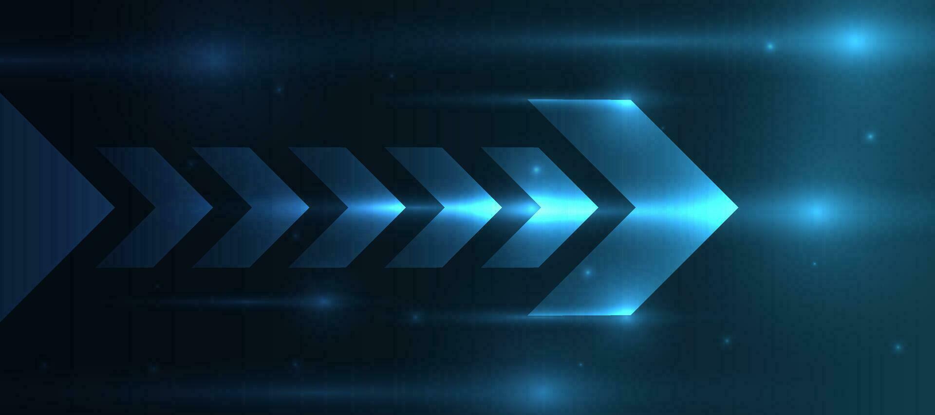 blue glowing arrow light background. Future digital growth technology vector