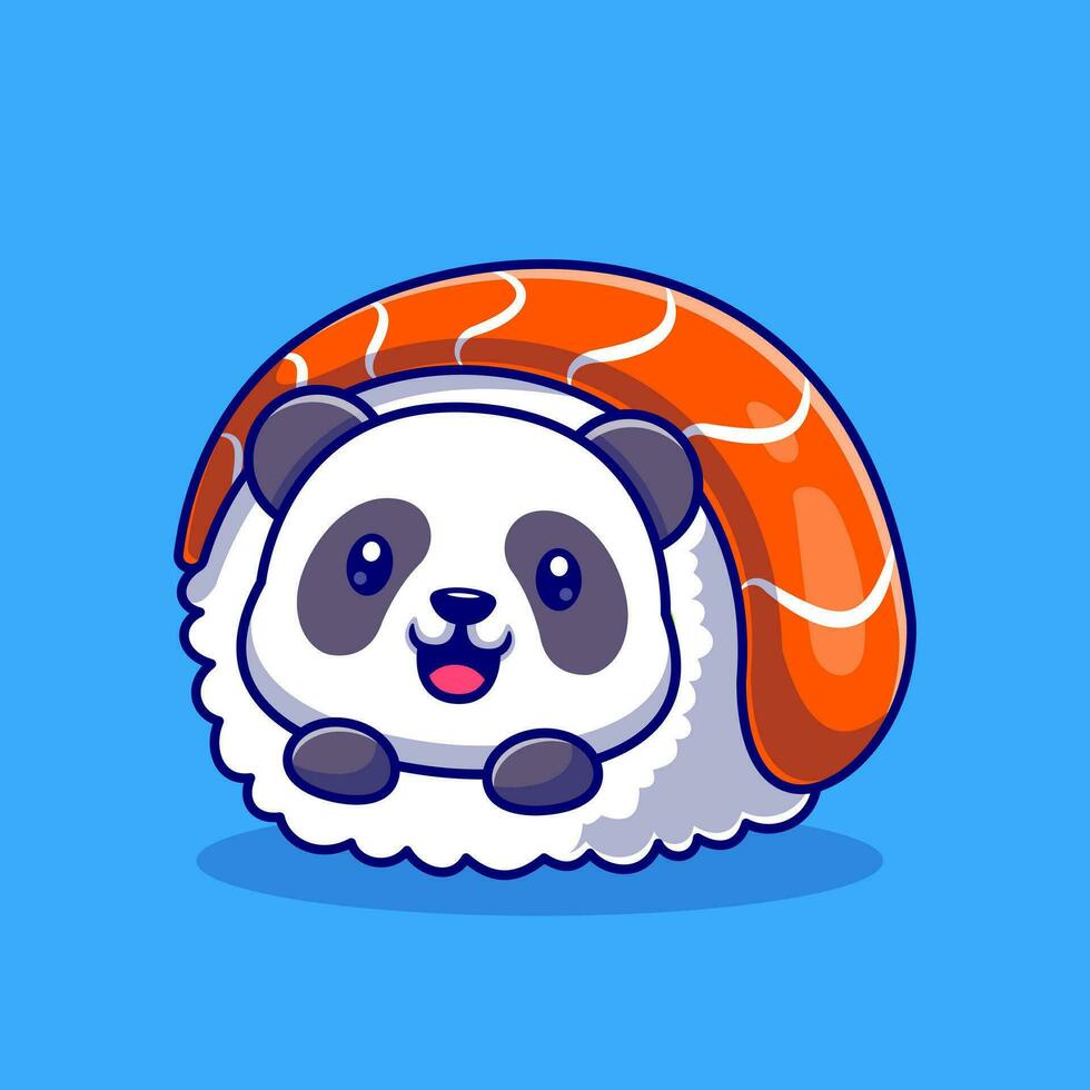 linda panda Sushi dibujos animados vector icono ilustración. animal comida icono concepto aislado prima vector. plano dibujos animados estilo