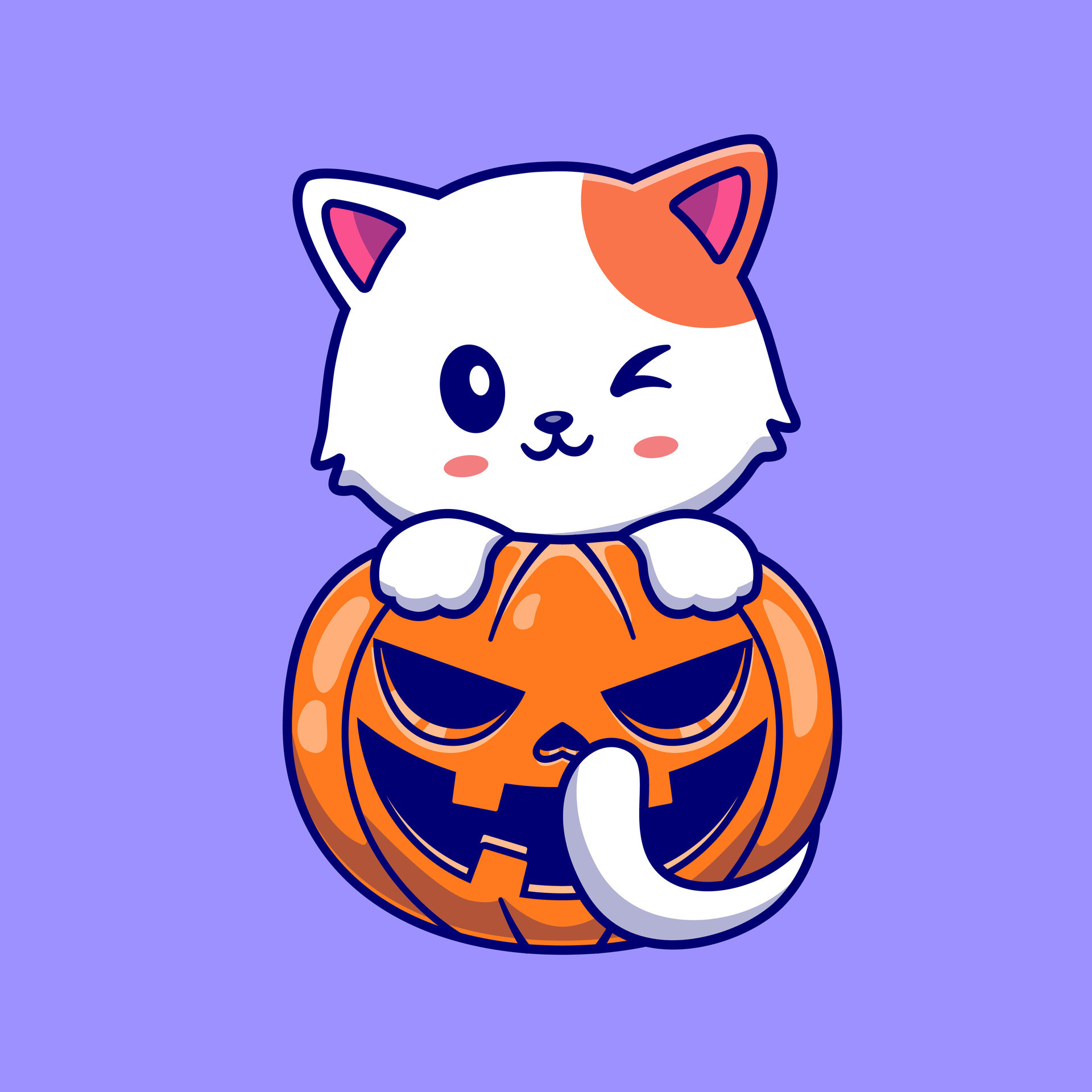 Premium Vector  Halloween illustration with a funny cat and pumpkin