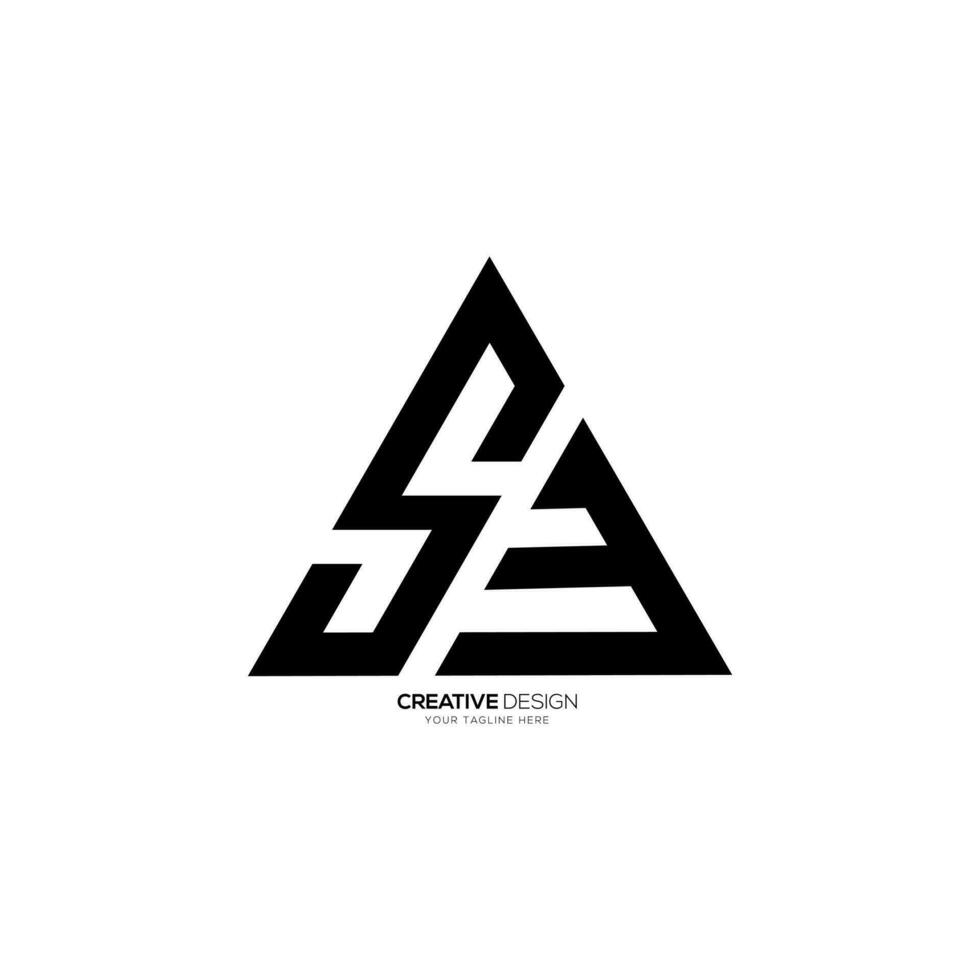 Letter s m a triangle shape creative typography monogram logo concept vector