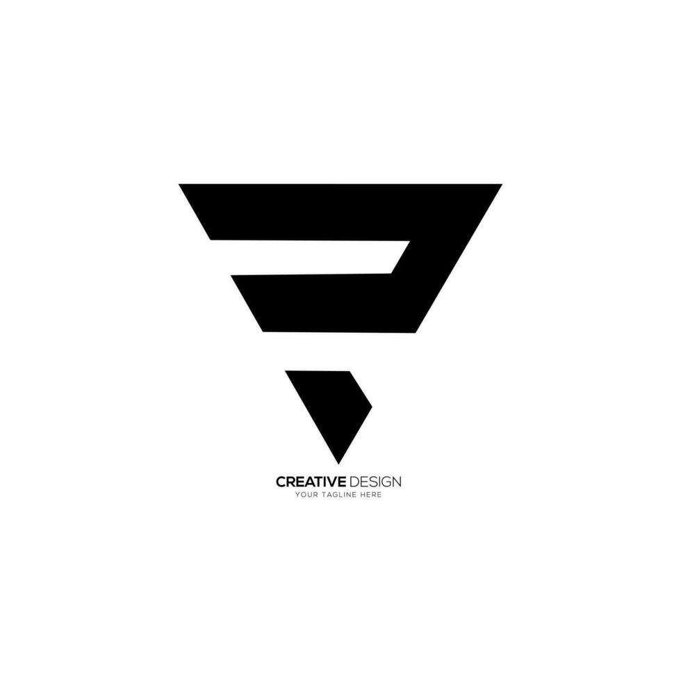 Letter Rv modern triangle shapes alphabet creative abstract monogram logo design vector