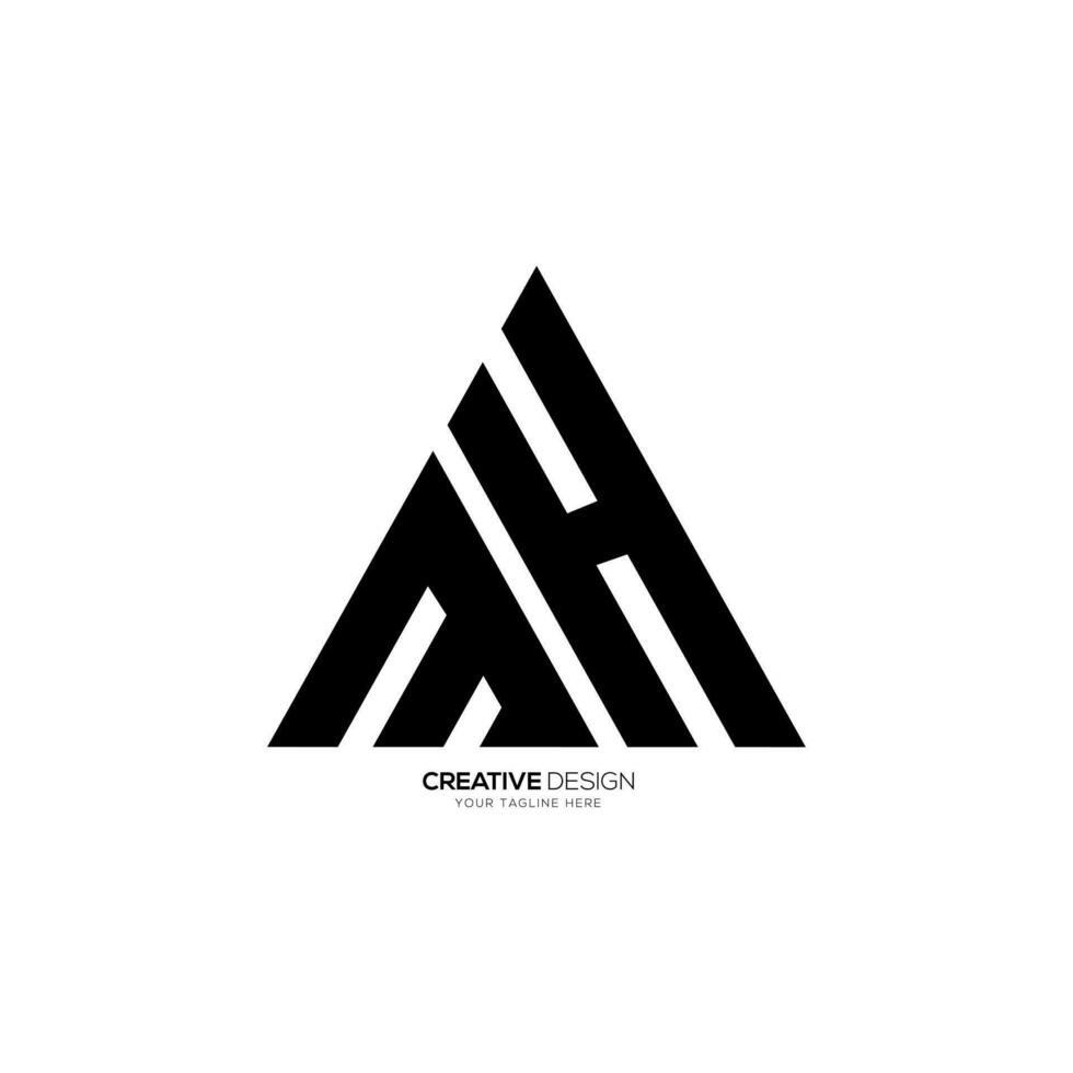 Letter Mh triangle unique shape modern abstract monogram logo vector