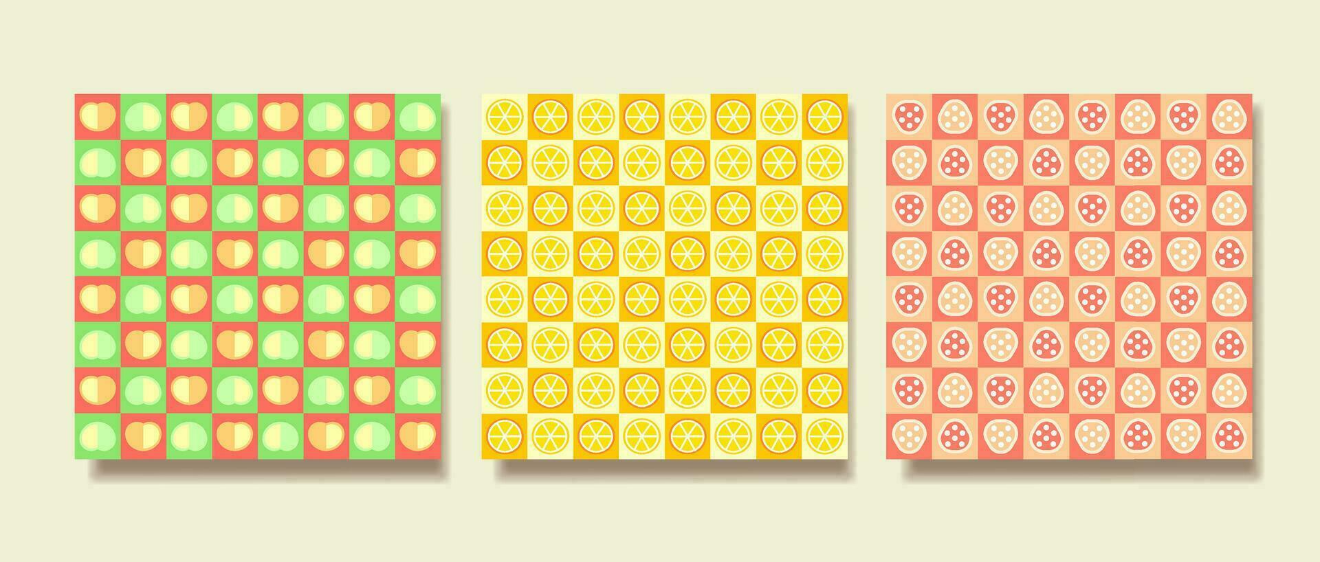 Cute fruity seamless pattern set vector