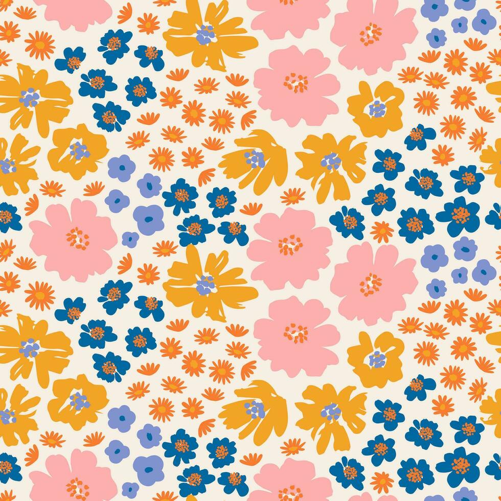 exótico mano dibujado flores, sin costura patrones con floral para tela, textiles, ropa, envase papel, cubrir, bandera, hogar decoración, resumen antecedentes. vector