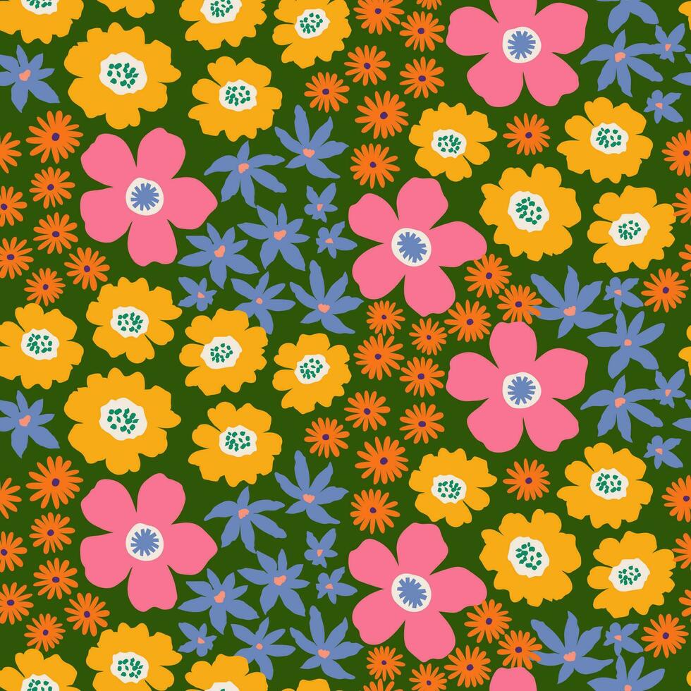 exótico mano dibujado flores, sin costura patrones con floral para tela, textiles, ropa, envase papel, cubrir, bandera, hogar decoración, resumen antecedentes. vector