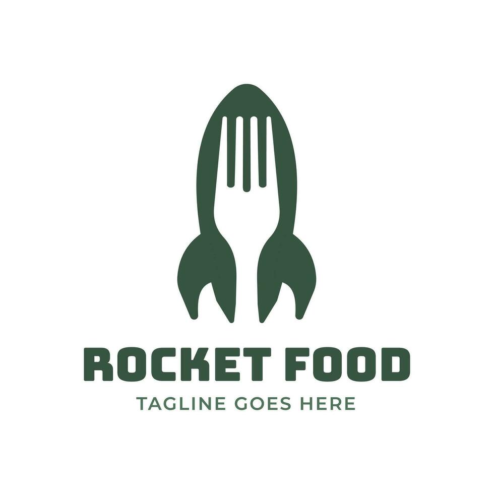 Space Rocket with Fork for Fast Food Delivery Service Logo Design Fork Symbol vector illustration fork