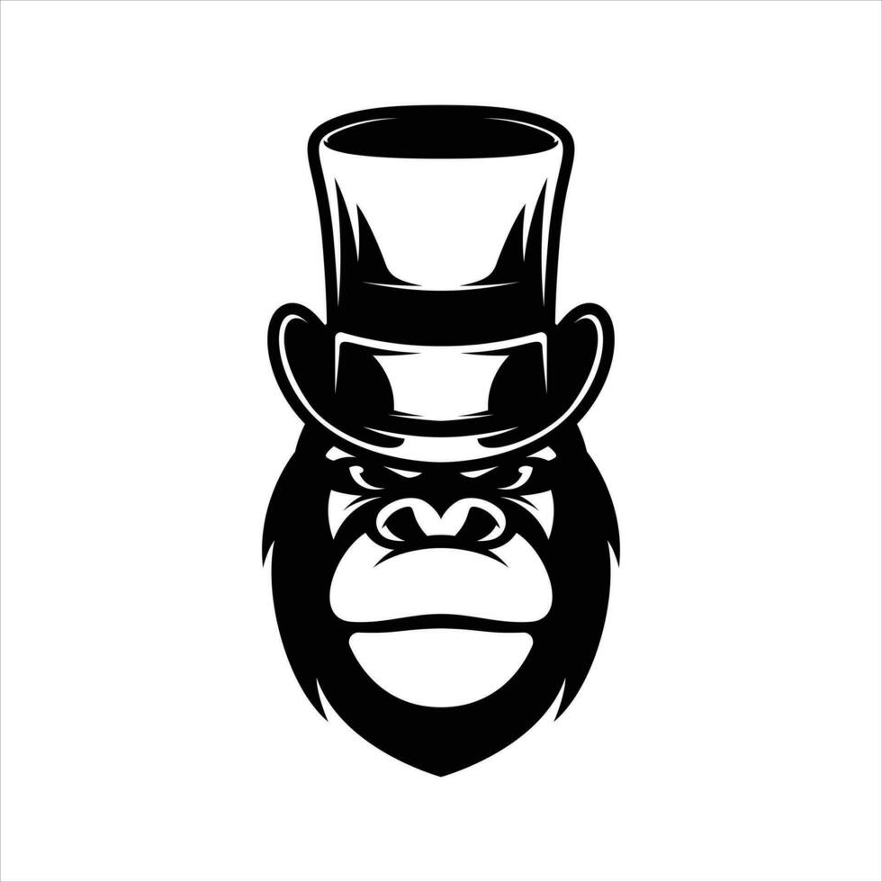 Ape Tophat Outline Mascot Design vector