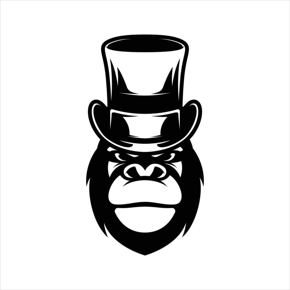 Ape Tophat Outline Mascot Design vector