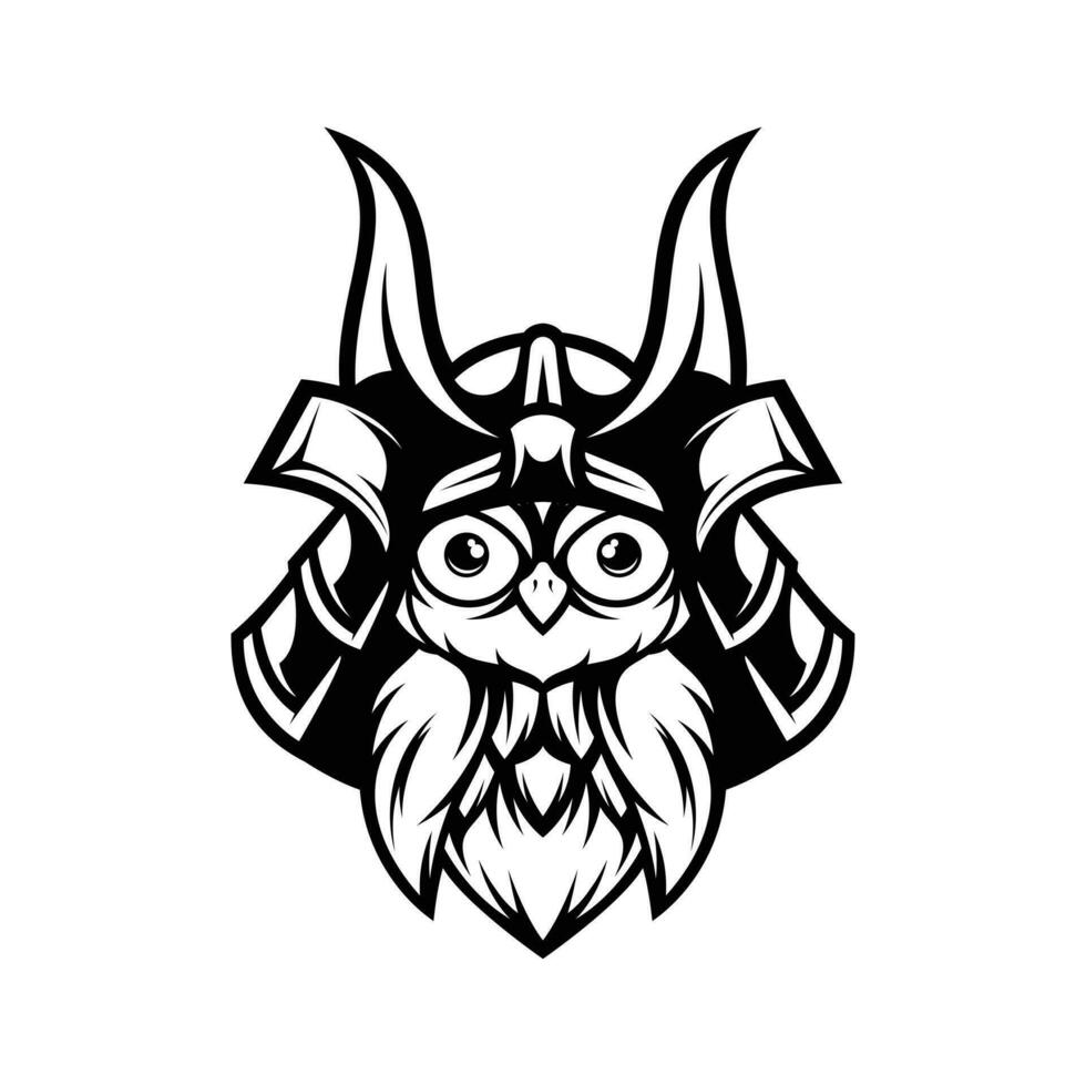 Owl Samurai Outline vector