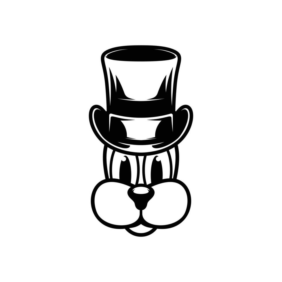 Dog Tophat Outline Mascot Design vector