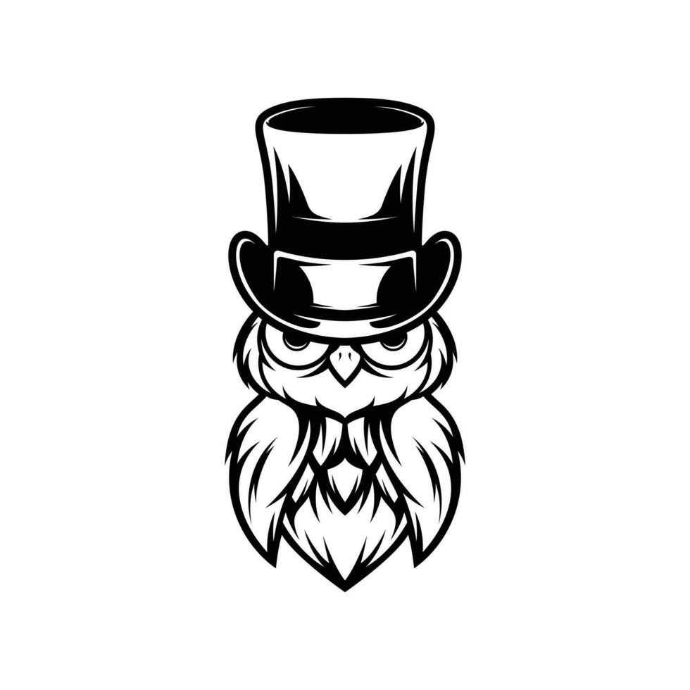 Owl Tophat Outline vector