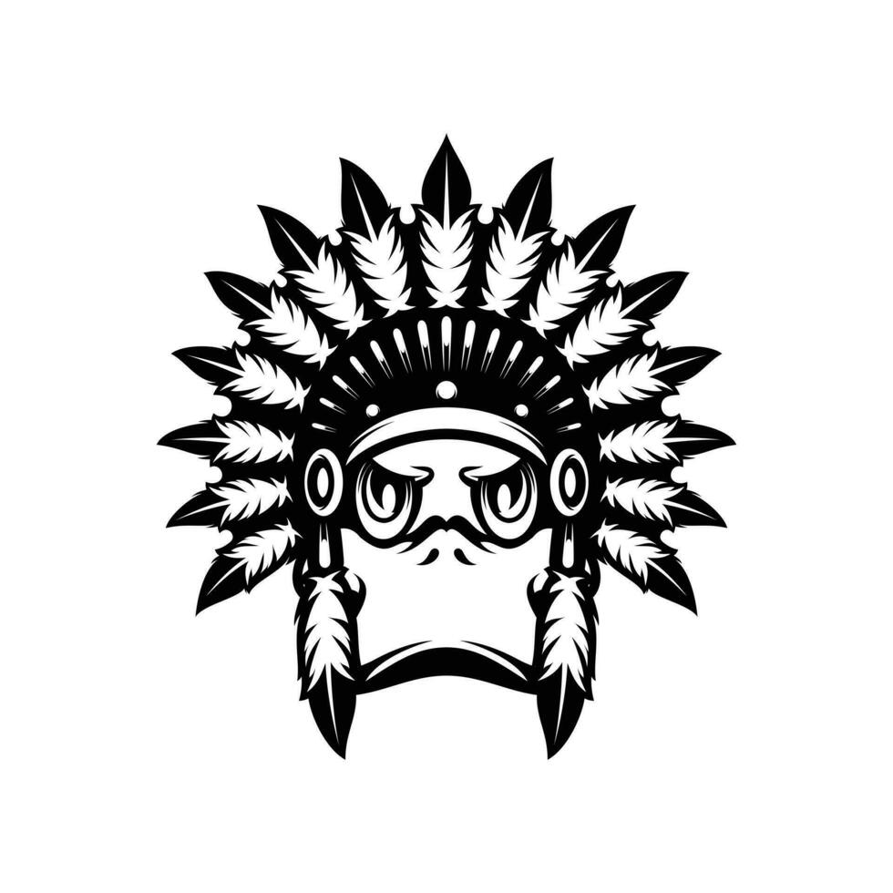 Duck Apache Outline Mascot Design vector