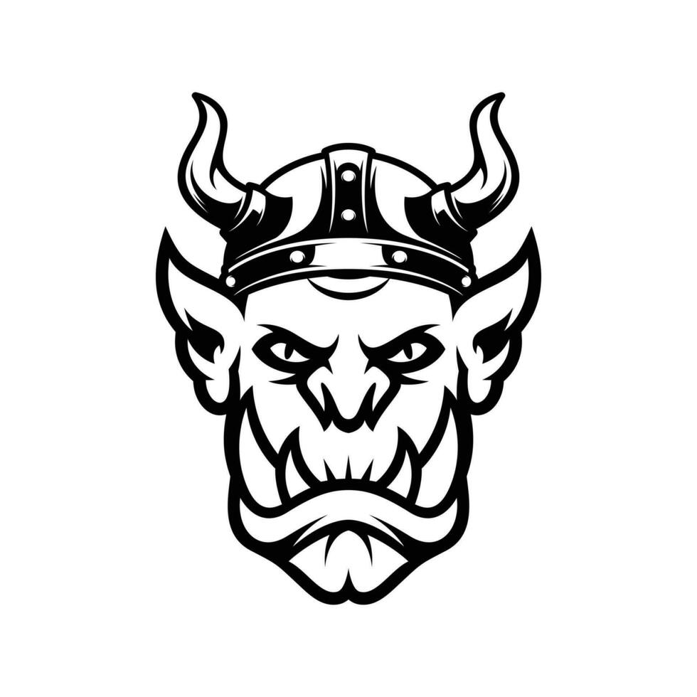Ogre Viking Outline Mascot Design vector