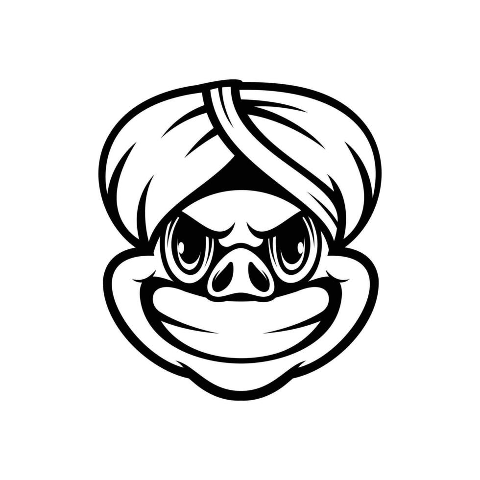 cerdo Sorbán contorno mascota diseño vector
