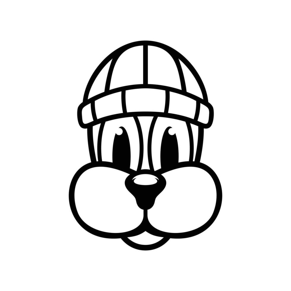 Dog Beaniehat Outline Mascot Design vector
