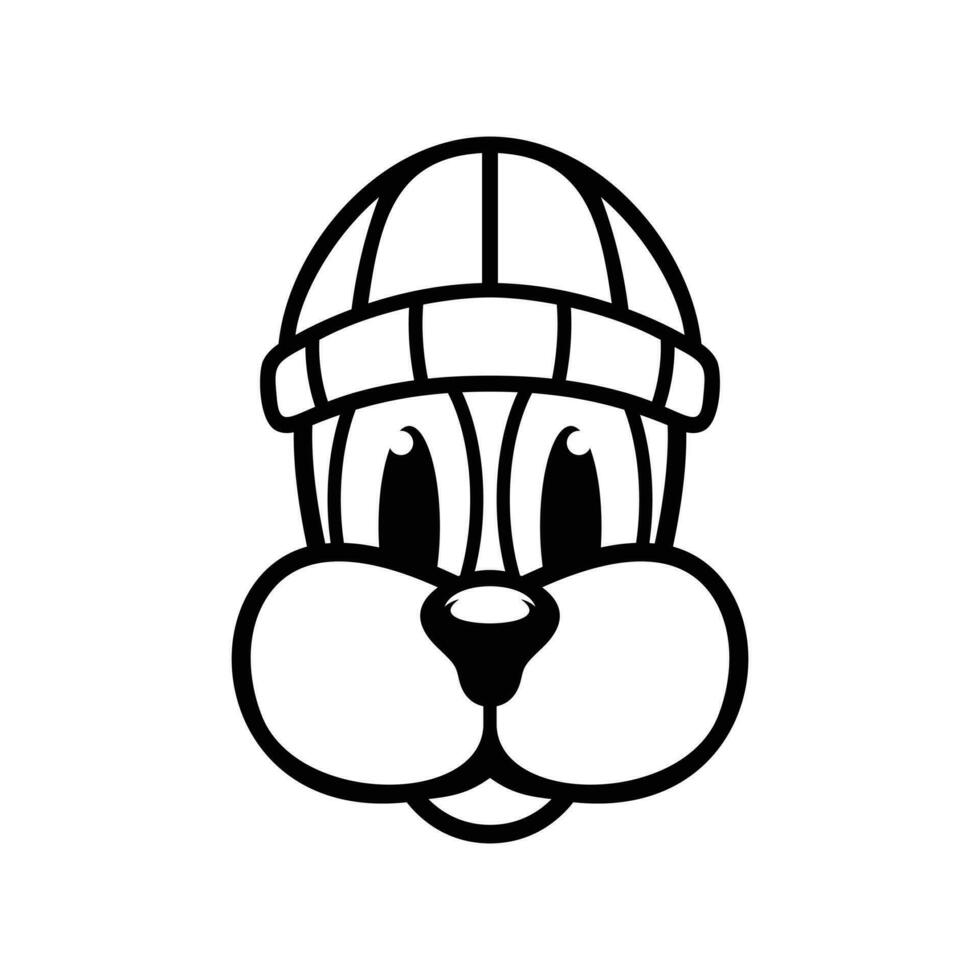 Dog Beaniehat Outline Mascot Design vector