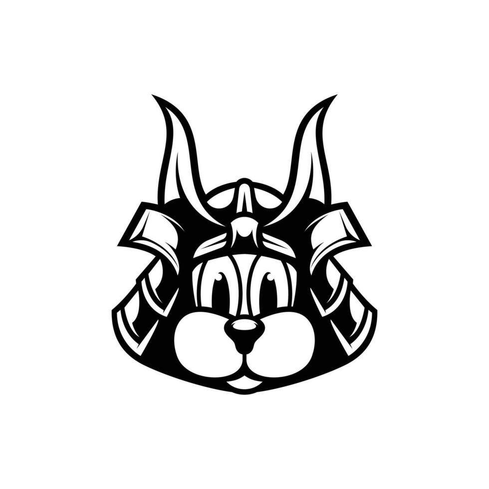 perro samurai contorno mascota diseño vector