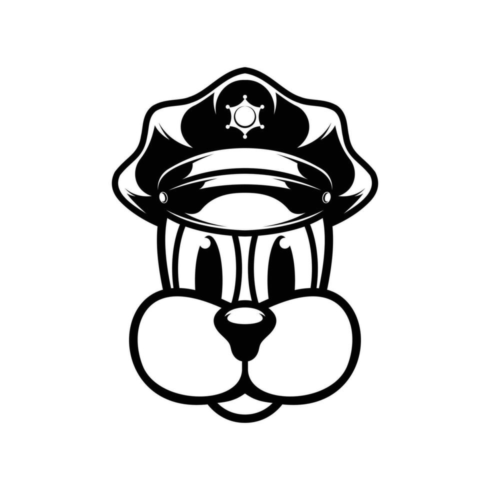 Dog Police Outline Mascot Design vector